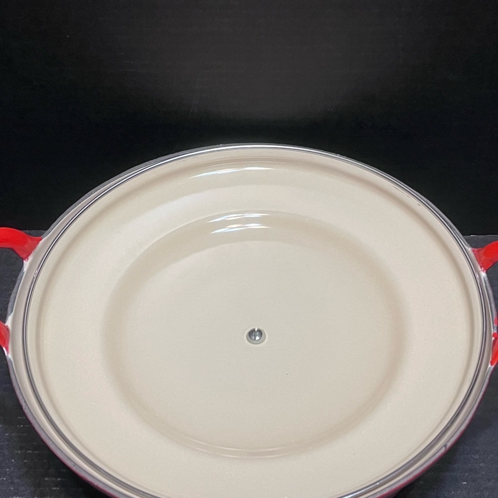 LE CREUSET 28 FRANCE RED CAST IRON ENAMEL DUTCH OVEN W/ LID Vintage - Picture 7 of 16